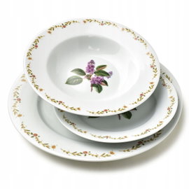 LEA LILAC Komplet obiadowy 18 elementów 21,8cm/19,2/27cm talerz zupa 220ml