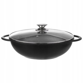 Patelnia wok granitowa ze szklaną pokrywką GRANDE 32 cm