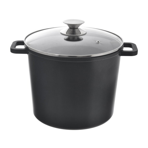 Garnek granitowy ze szklaną pokrywką wysoki GRANDE 7,6 l