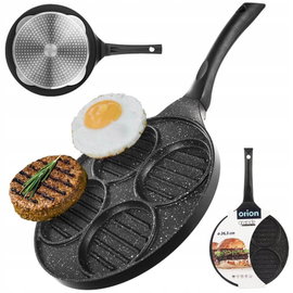 Patelnia do burgerów i jajek granitowa grillowa 4 otwory GRANDE 26,5 cm