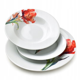 LEA TULIP Komplet obiadowy 18 elementów 21,8cm/19,2/27cm talerz zupa 220ml