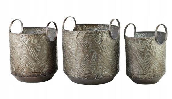 MARINA LEAF Komplet 3 osłonek 33x33x36/28x28x35/22x22x34 cm