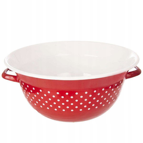 Miska kuchenna emaliowana czerwona w grochy TECKA 34 cm, 9 l