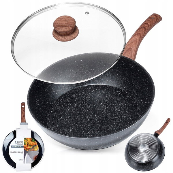 Patelnia granitowa ze szklaną pokrywką BLACK&WOOD 28 cm, 3,5 l