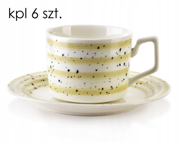 JOY Komplet 6 filiżanek ze spodkiembeżowe
