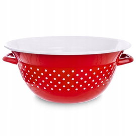 Miska kuchenna emaliowana czerwona w grochy TECKA 26 cm, 2,5 l