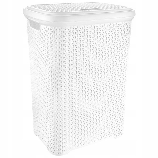 Kosz na pranie plastikowy biały 55 l