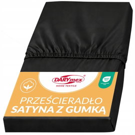 Prześcieradło satyna bawełniana z gumką czarny 04000966/140x200