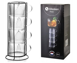 PETER Komplet 4 filiżanek na stojaku 350 ml