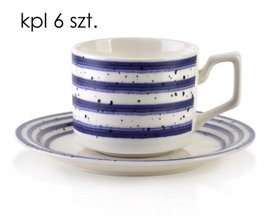 JOY Komplet 6 filiżanek ze spodkiemniebieskie 210ml