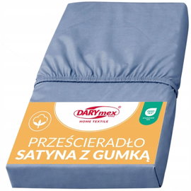 Prześcieradło satyna bawełniana z gumką niebieski 009/160x200