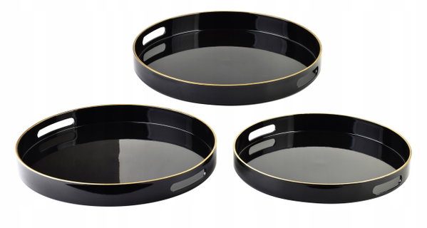 BLANCHE BLACK Komplet 3 Tac Dekoracyjnych okrągłe