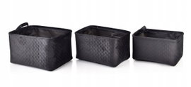 SARA BLACK KOMPLET 3 KOSZY 38x26x22/34x23x20/30x20x18 cm