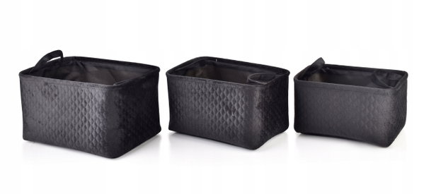 SARA BLACK KOMPLET 3 KOSZY 38x26x22/34x23x20/30x20x18 cm