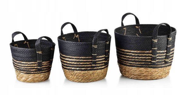 BALI Komplet 3 koszy trawa morska 33x33x26/28x28x23/23x23x20cm