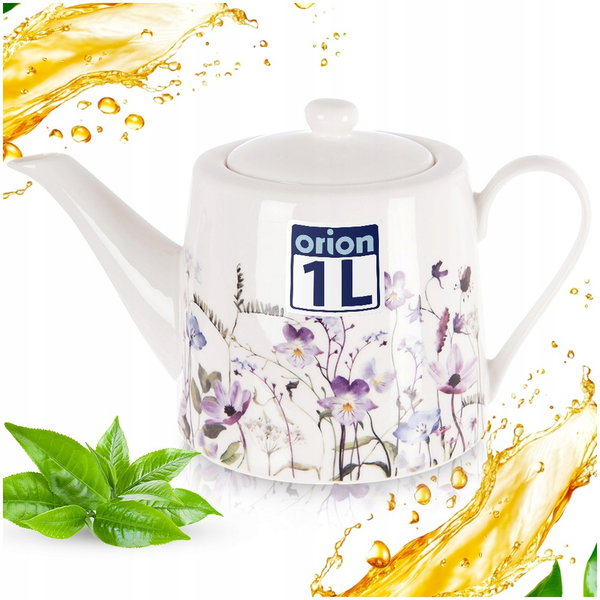 Dzbanek do kawy i herbaty porcelanowy kwiaty LOUKA 1 l