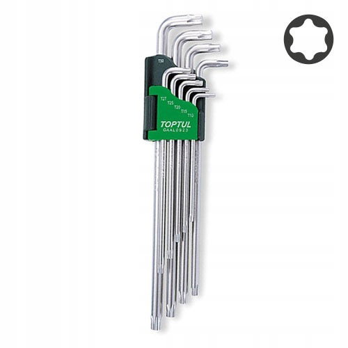 Zestaw kluczy trzpieniowych 9 szt., profil TORX, rozmiar TORX / E-TORX T10,