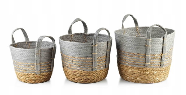 BALI Komplet 3 koszy 33x33x26/28x28x23/23x23x20cm