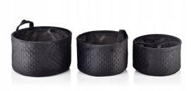 SARA BLACK KOMPLET 3 KOSZY 30x30x18/27x27x16/24x24x14 cm