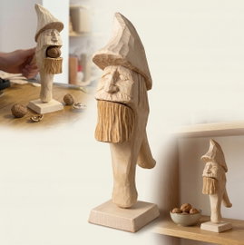 DZIADEK DO ORZECHÓW drewniany RĘCZNIE RZEŹBIONY 33 cm figurka ludowa