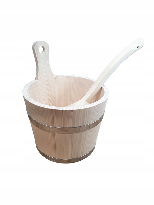 SKOPEK do sauny 5l +chochla wiadro drewniane stal