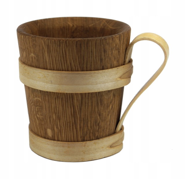 Kufel kubek dębowy drewniany 0,5L do PIWA szeroki