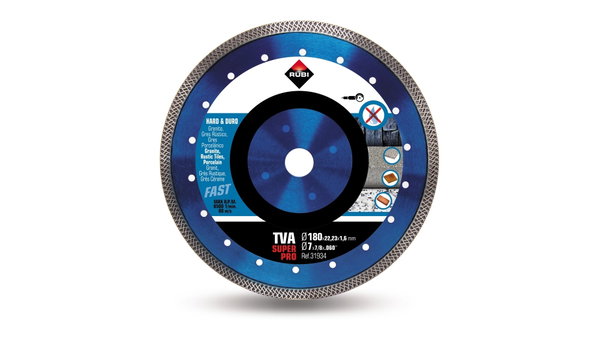 TARCZA DIAMENTOWA DO MATERIAŁÓW TWARDYCH TURBO VIPER TVA 180 MM 31934 RUBI