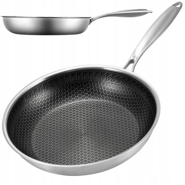 PATELNIA STALOWA DO SMAŻENIA 24CM INDUKCJA GAZ PATELNIA GŁĘBOKA PREMIUM