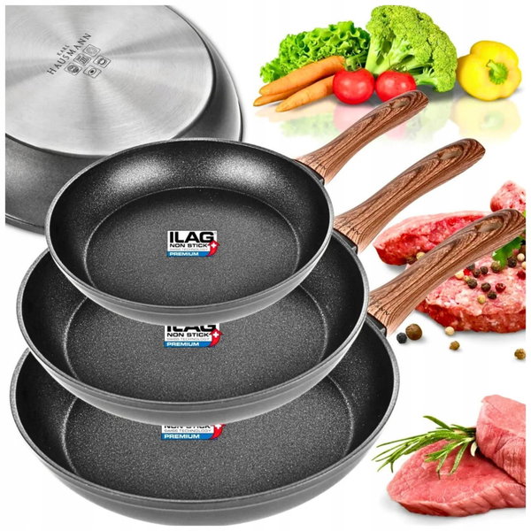 ZESTAW PATELNI INDUKCJA GAZ DO SMAŻENIA 20/24/26/28cm KOMPLET 4szt PATELNIA