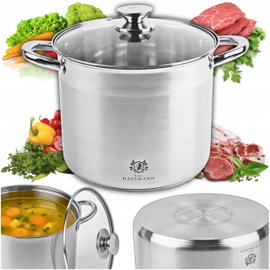 DUŻY GARNEK 11,1L INDUKCJA GAZ GARNEK STALOWY WYSOKI POKRYWKA GASTRO SOLID
