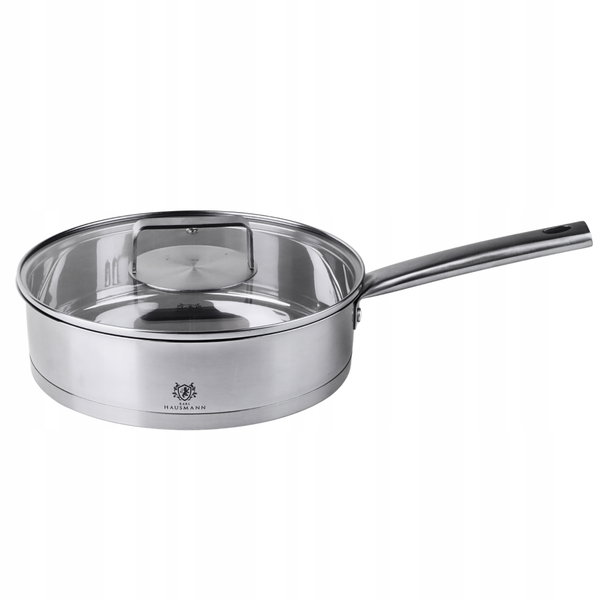 PATELNIA STALOWA GŁĘBOKA Z POKRYWKA DO SMAŻENIA GASTRO 24CM INDUKCJA GAZ