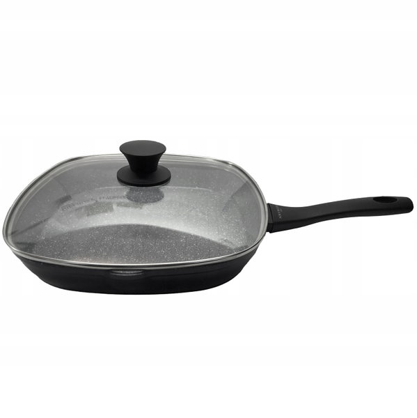 PATELNIA GRILLOWA Z POKRYWKĄ 28CM PATELNIA GRANITOWA DO SMAŻENIA INDUKCJA