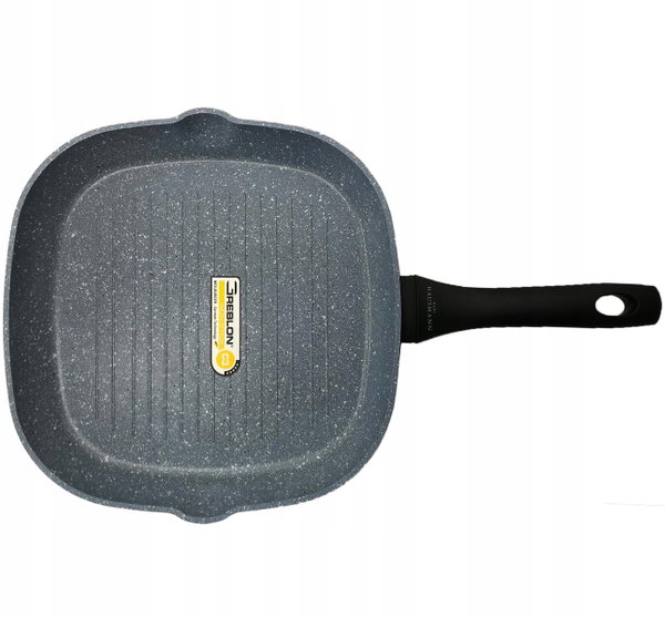 PATELNIA GRILLOWA 28CM NA INDUKCJĘ GAZ PATELNIA GRANITOWA DO SMAŻENIA RUBIN