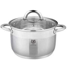 GARNEK INDUKCJA GAZ ze STALI NIERDZEWNEJ 6L 26cm Z POKRYWKĄ GARNKI SOLID