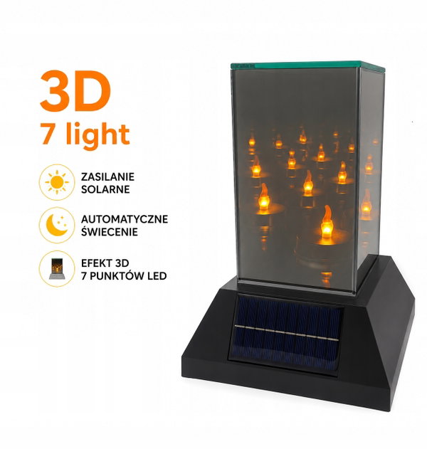 LAMPION SOLARNY 3D LED ZNICZ SZKLANY EFEKT NIESKOŃCZONOŚCI PREMIUM