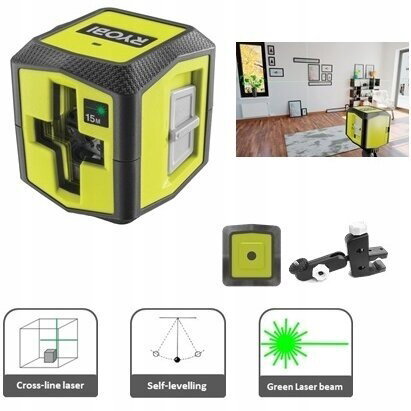 RYOBI LASER KRZYŻOWY ZIELONA WIĄZKA 15M RBCLLG1 Zaczep 2xAA 2, <1mW