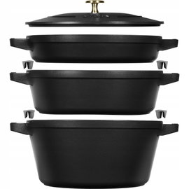 Staub Zestaw 3 naczyń + pokrywka 24 cm czarny