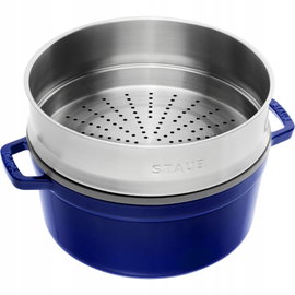 Staub La Cocotte Garnek żeliwny okrągły z wkładem 5.2 ltr, niebieski