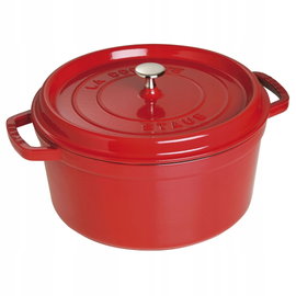 Staub La Cocotte Garnek żeliwny okrągły 8.35 ltr, czerwony FRANCUSKI