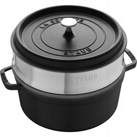 Staub La Cocotte Garnek żeliwny okrągły z wkładem 5.2 ltr, czarny