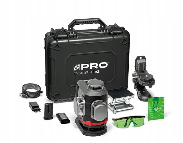Laser akumulatorowy wieloliniowy 360° zielony PRO TYXER 4DG ZestawPLUS