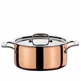 Niski garnek z pokrywką miedziany 1,4 l Culinox 16 cm Spring indukcja