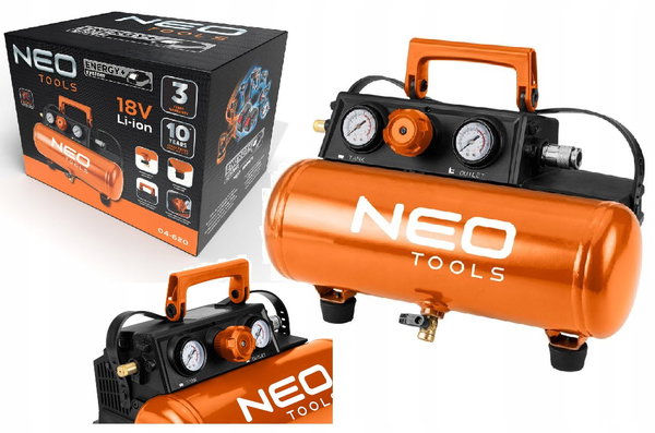 NEO KOMPRESOR AKUMULATOROWY SPRĘŻARKA 8 BAR 3,8L ENERGY+ 04-620