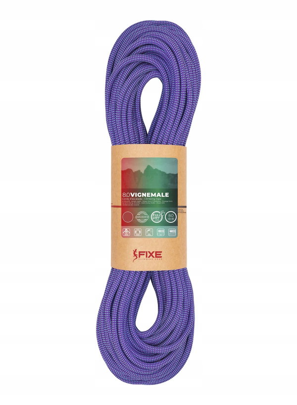 Lina dynamiczna Fixe Climbing Vignemale 8.0 MM Full Dry 60M Violet