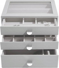 Szkatułka na biżuterię z szufladami (szara) Classic Stackers