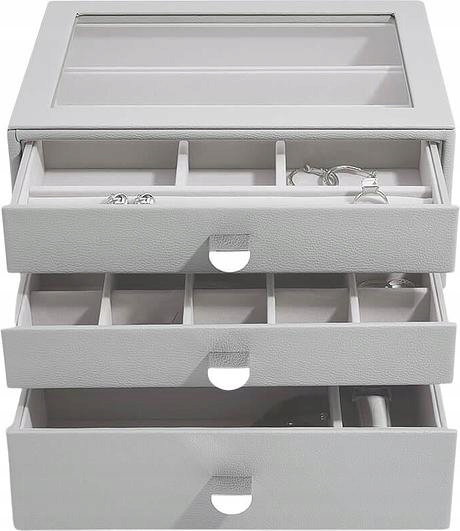 Szkatułka na biżuterię z szufladami (szara) Classic Stackers