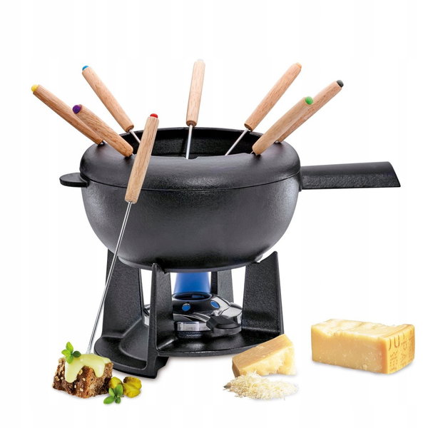 Zestaw fondue serowego 2,0 l dla 8 os. Spring, żeliwo, czarny