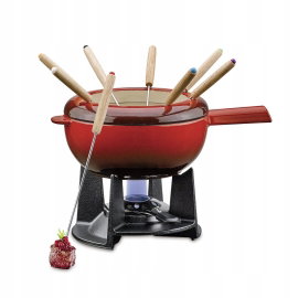 Zestaw do fondue serowego Spring, 2,0 l, dla 8 osób, żeliwo, czerwony