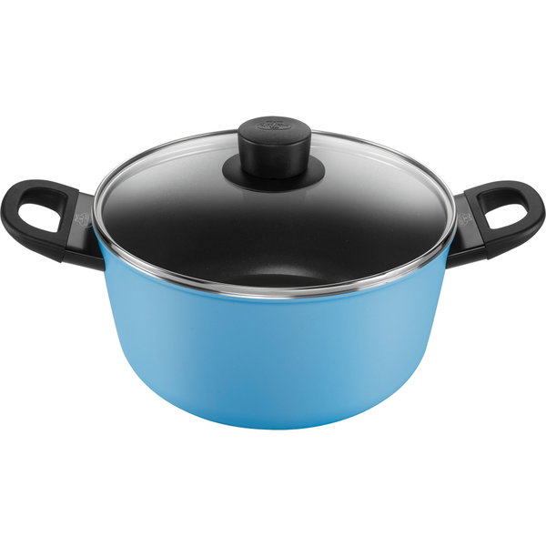BALLARINI CAPRERA Garnek 2H z pokrywką 24 cm niebieski KERA GLOSS Italy