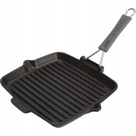 Staub Kwadratowa patelnia żeliwna grillowa 24 cm, czarny